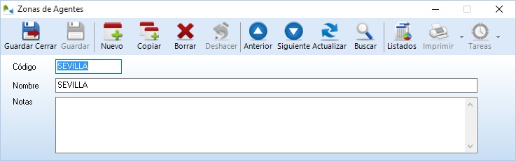 Alta de una categoría de Zona de Agente Alta de una categoría de Zona de Agente