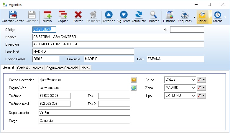 Ficha de agentes comerciales en OfiPro Ficha de agentes comerciales en OfiPro