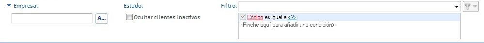 Pinche aquí para añadir una condición de filtro
