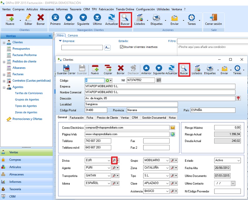 Diferentes maneras de acceder a las busquedas en OfiPro