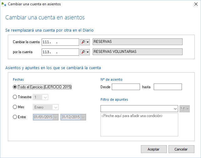 Opción para cambio de cuenta en OfiPro Opción para cambio de cuenta en OfiPro