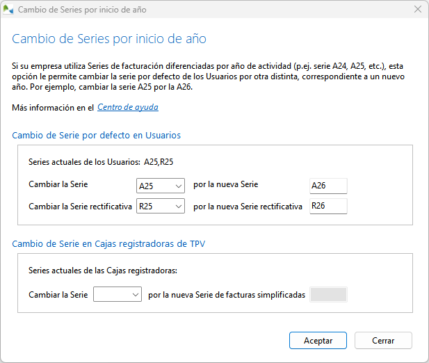 Cambio de series al comienzo de un nuevo año