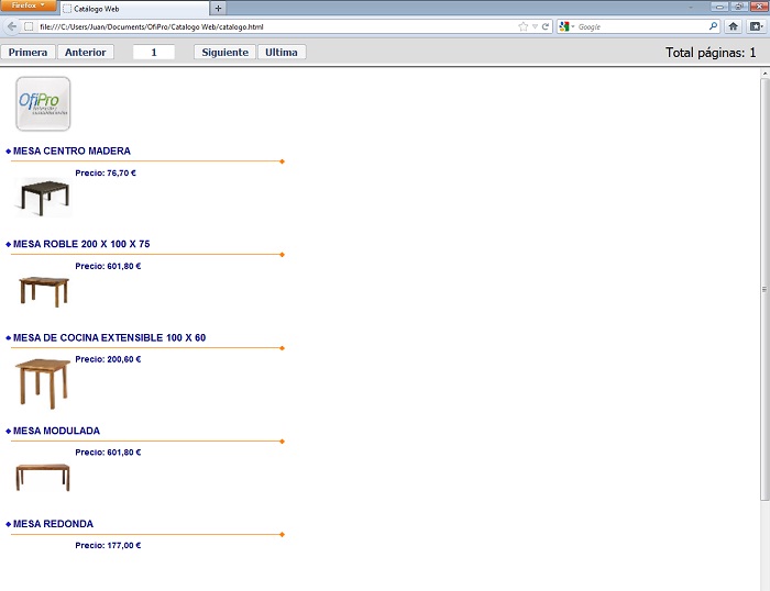 Catálogo web de artículos generado con OfiPro Catálogo web de artículos generado con OfiPro