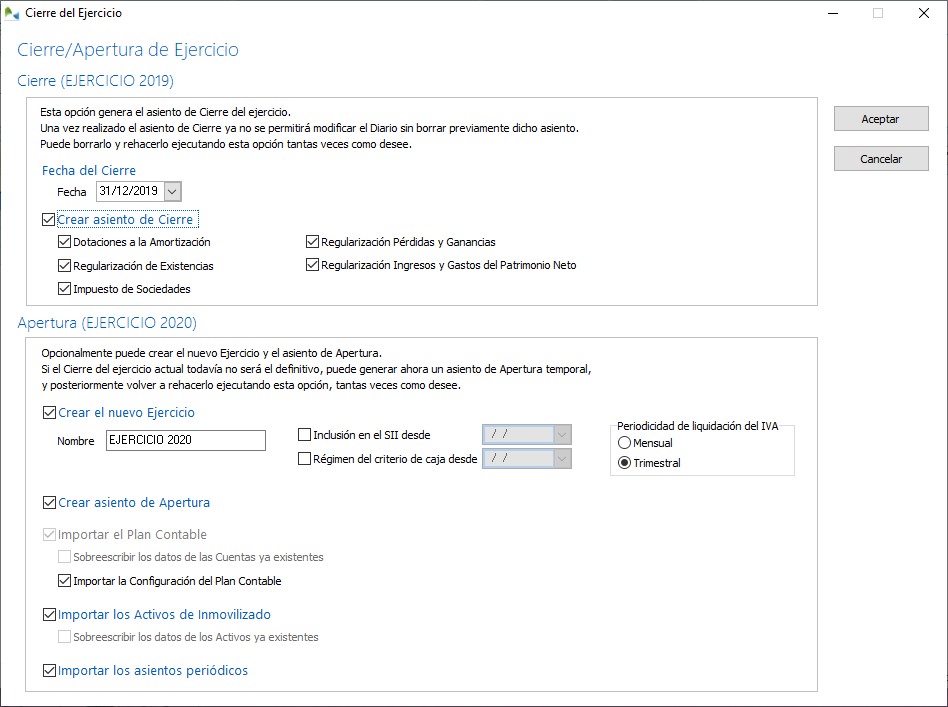 Cierre y Apertura de un ejercicio en OfiPro