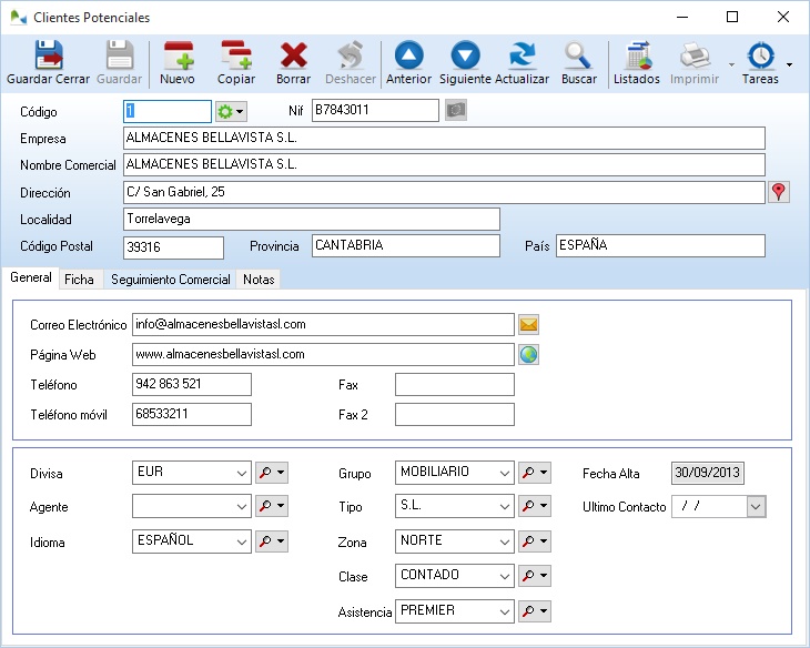 Introduzca los datos de sus clientes potenciales en OfiPro