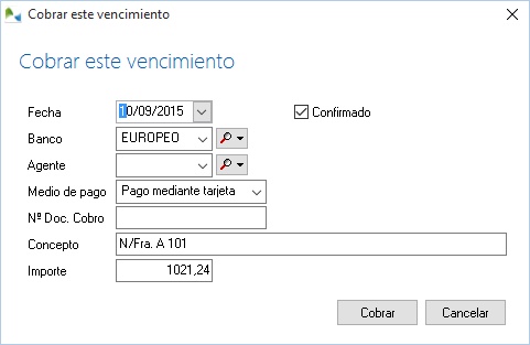 Cobrar un vencimiento en OfiPro Cobrar un vencimiento en OfiPro