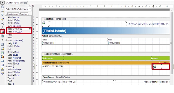 conecte el objeto imagen con el campo de la base de datos