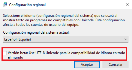 Desactive la casilla "Versión beta" Desactive la casilla "Versión beta"