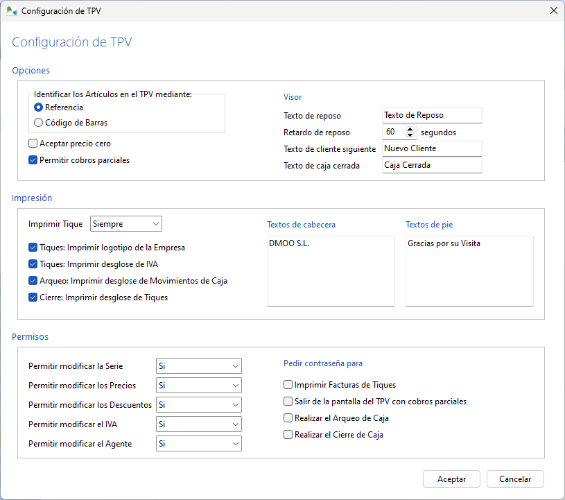 Configuración del TPV en OfiPro Configuración del TPV en OfiPro