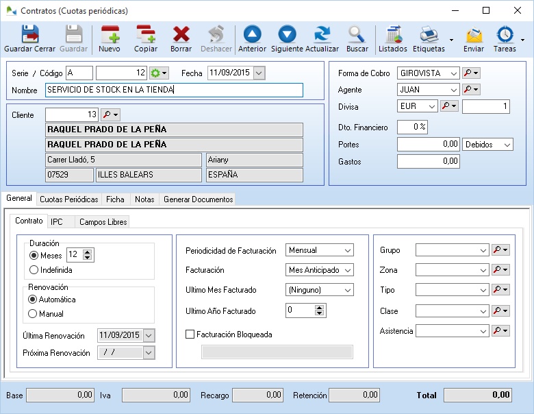 Contratos y cuotas periódicas en OfiPro Contratos y cuotas periódicas en OfiPro