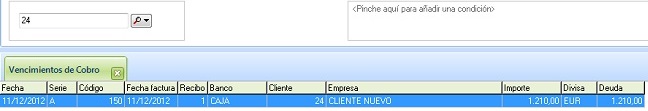 Vencimiento de ese mismo cliente por importe 1.210€ Vencimiento de ese mismo cliente por importe 1.210€