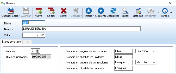 Fichas de divisas en OfiPro Fichas de divisas en OfiPro