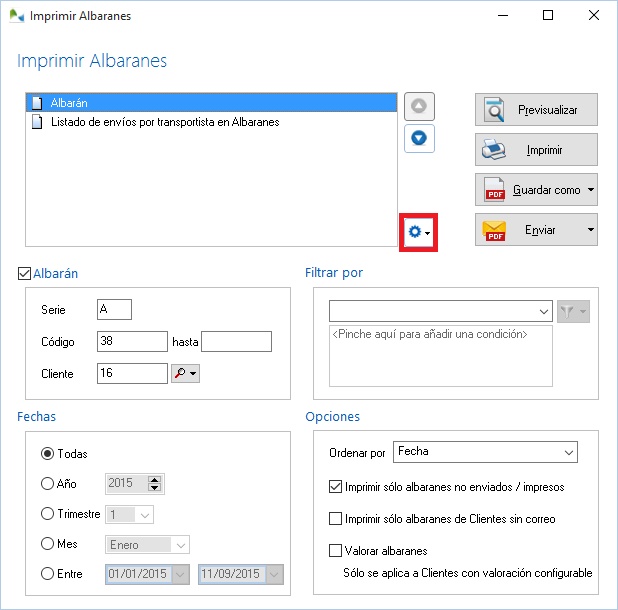 Botón de configuración de la plantilla