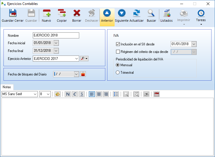 OfiPro Contabilidad permite gestionar multiples ejercicios