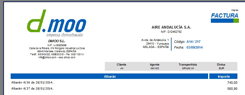 Impresión de facturas resumidas por albaranes en OfiPro