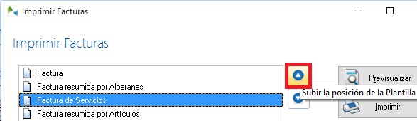 Cambie el orden predeterminado en plantillas de facturas con los cursores de posición