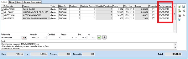 Indique la fecha prevista de recepción para cada artículo