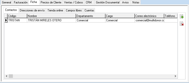 Personas de contacto del cliente