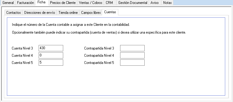Indique la cuenta contable de este Cliente en la contabilidad