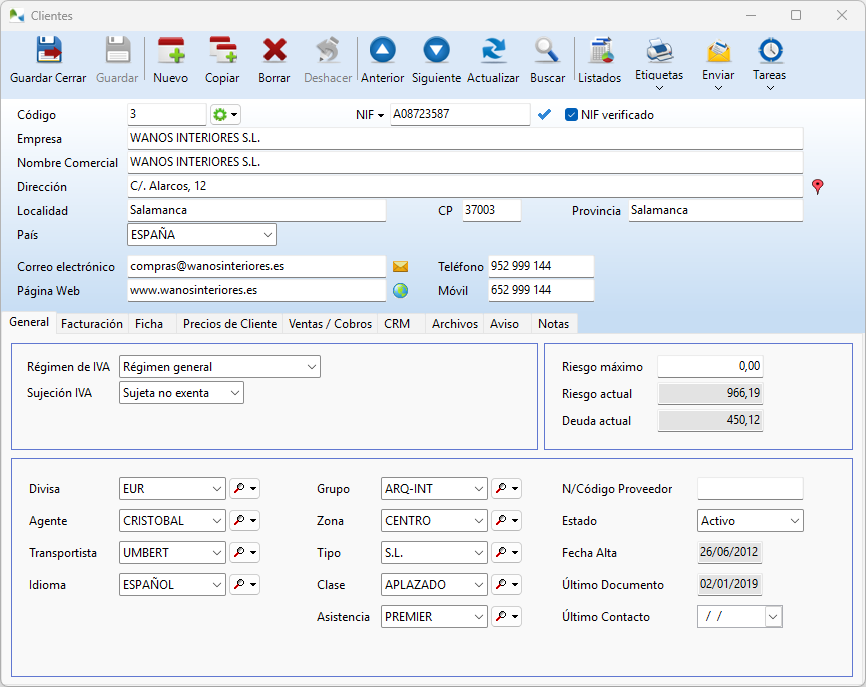 Ficha de clientes en OfiPro Ficha de clientes en OfiPro