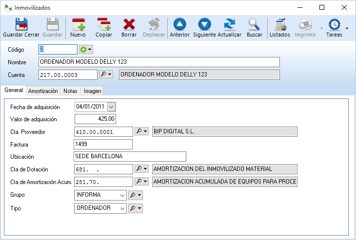 ficha de inmovilizados