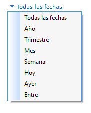 Opciones del filtro de fechas