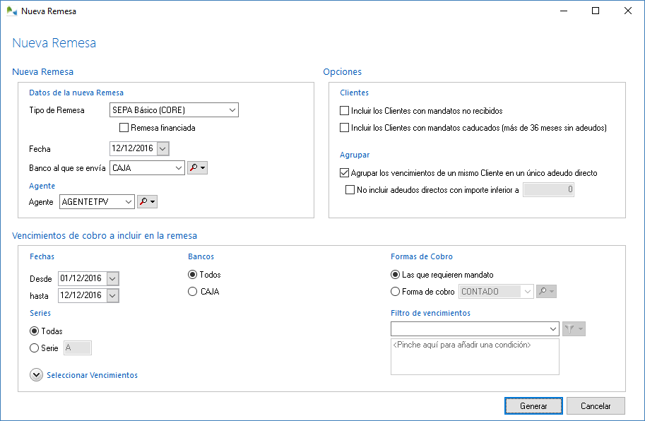 Generación de remesas en OfiPro