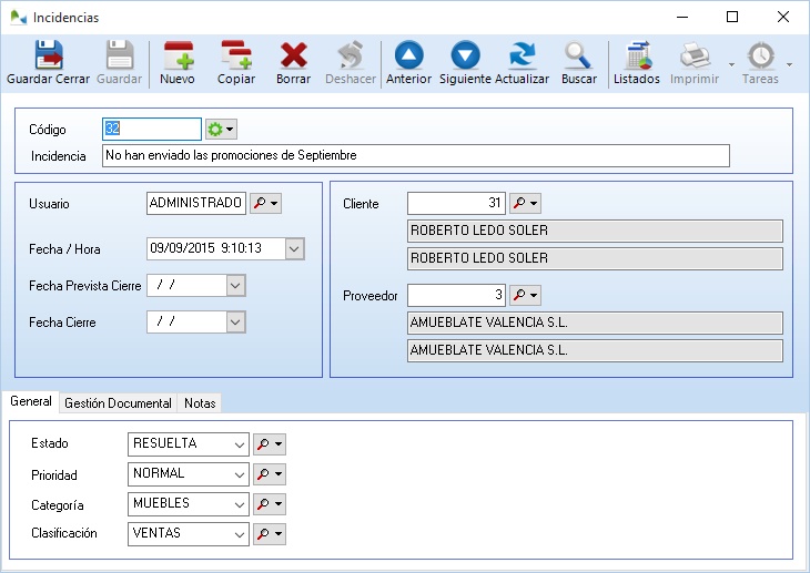 Gestión de incidencias en OfiPro Gestión de incidencias en OfiPro