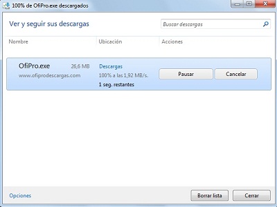 Descargue el programa Ofipro en el directorio especificado