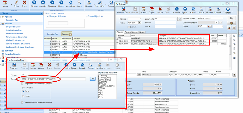 Conceptos Tipo en los asientos