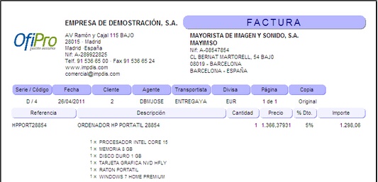 Impresión de componentes del kit en documentos