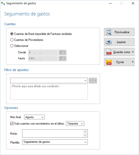 informe de seguimiento de gastos&nbsp;