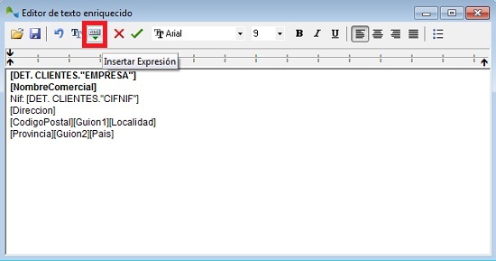 haga clic en insertar expresion&nbsp;