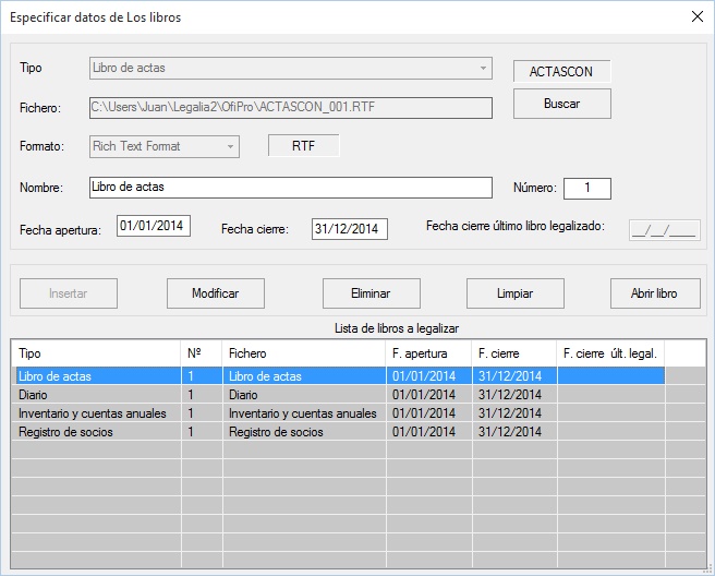 Importación de Libros en el programa Legalia