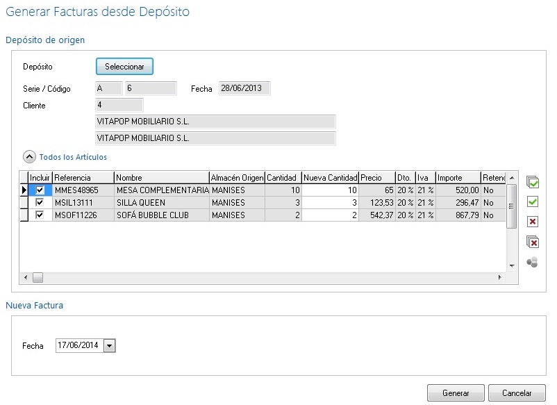 Liquidación automática de depósitos en Ofipro