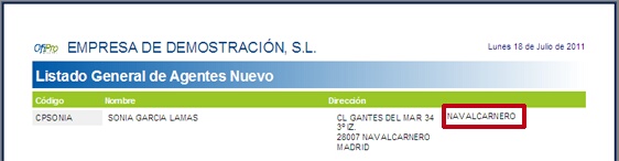 listado general de agentes con dato localidad