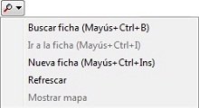 Menú de contexto en búsquedas de fichas