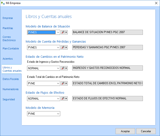 Configure los modelos de balances en OfiPro