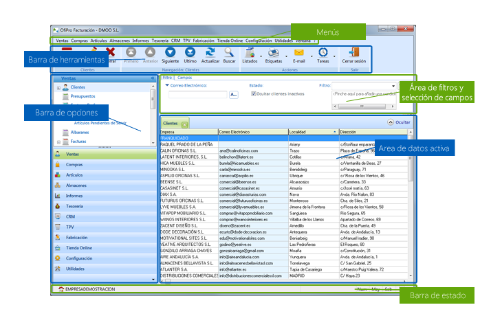 Pantalla principal de OfiPro