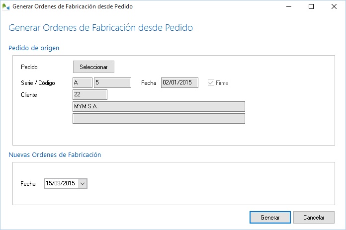 Orden de fabricación desde pedido de cliente