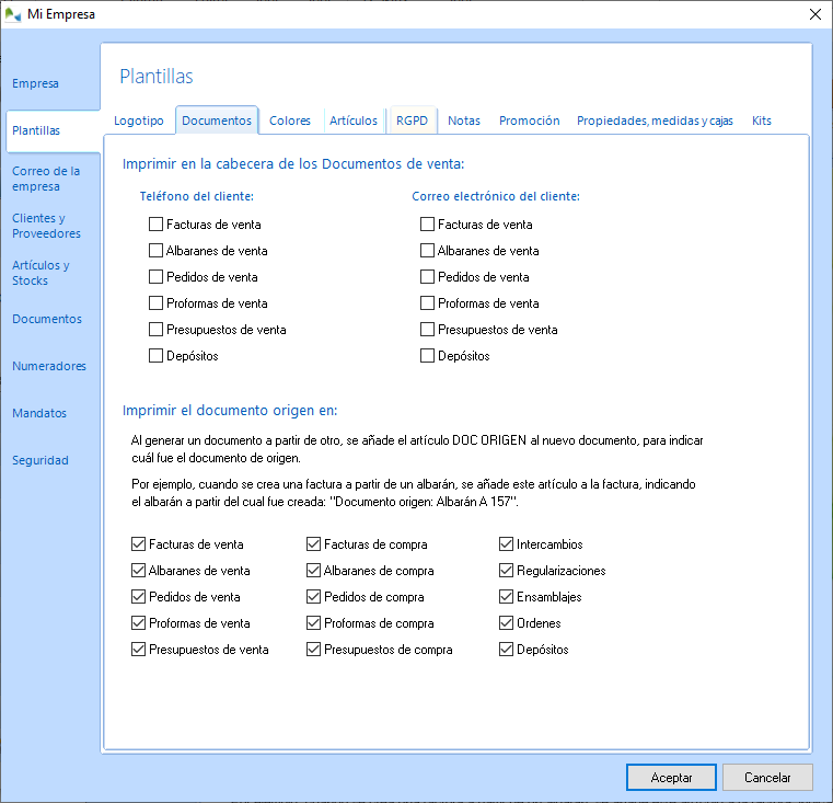 Configuración de la impresión de plantillas de documentos Configuración de la impresión de plantillas de documentos