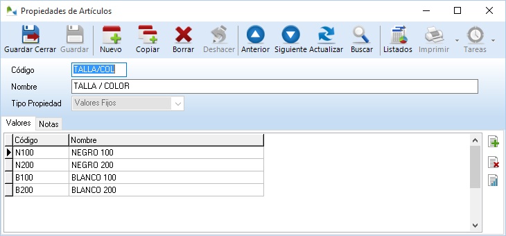Propiedades de articulos en OfiPro