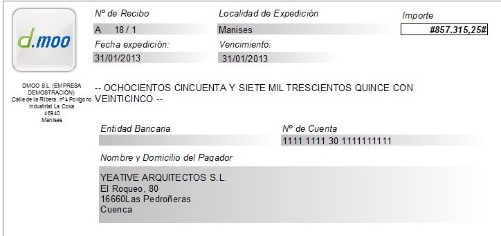Impresión de Recibo de un Vencimiento de Cobro Impresión de Recibo de un Vencimiento de Cobro
