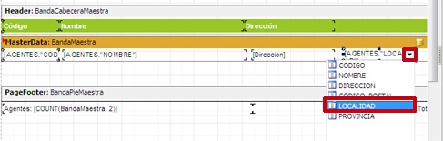 seleccione campo de la lista desplegable
