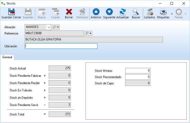 Ver stock por artículo y almacén Ver stock por artículo y almacén