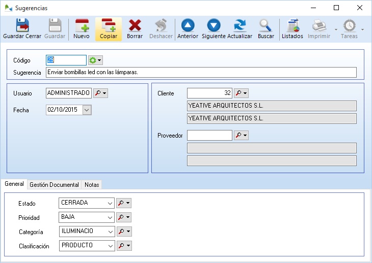 Ficha de sugerencias en OfiPro Ficha de sugerencias en OfiPro