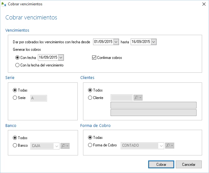 Cobro de vencimientos agrupados con OfiPro Cobro de vencimientos agrupados con OfiPro