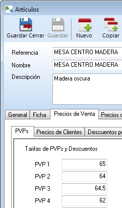 Especifique el precio del artículo para la tienda online