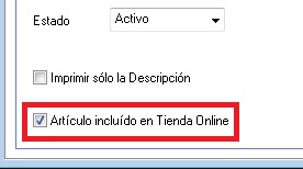 Marque la casilla para incluir el artículo