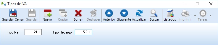 Configure los tipos de IVA a usar en su empresa Configure los tipos de IVA a usar en su empresa